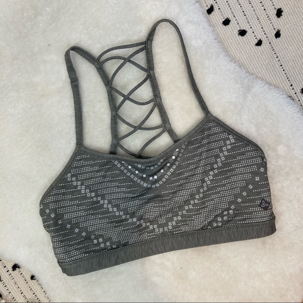 Prana Forrest Green Sports Bra with Crisscross Back